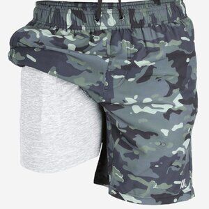 Dixxon Men's Shorts Boxer Brief Lined Green Camo Pockets Relaxed New Medium
